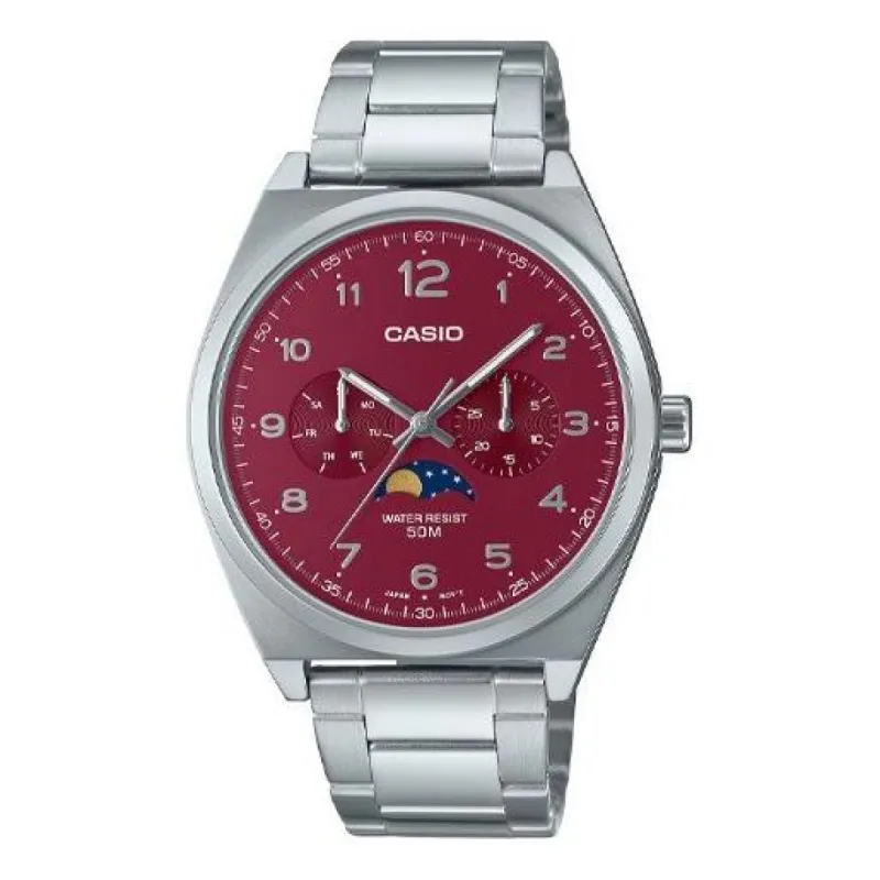 CASIO Analog 'Silver Burgundy' MTP-M300D-4AV sold by KicksCrew