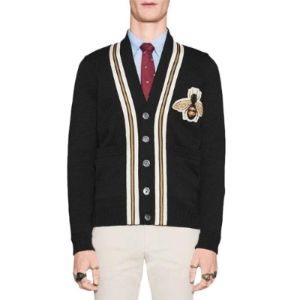 GUCCI Bee Patch Cardigan 'Black' 456883-X5H38-1082 sold by KicksCrew