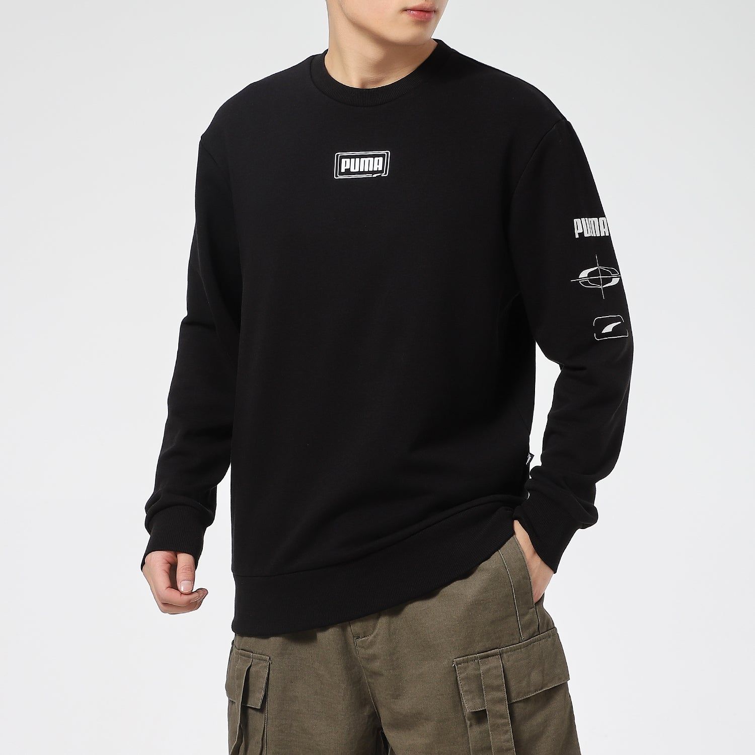 Puma Rebel Crew Long Sleeve Sweater 'Black White' 531293-01 sold by KicksCrew product image thumbnail 4