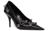 (WMNS) Balenciaga Cagole 90mm Pumps 'Black Arena Lambskin' 714252WAD4E1081 sold by KicksCrew