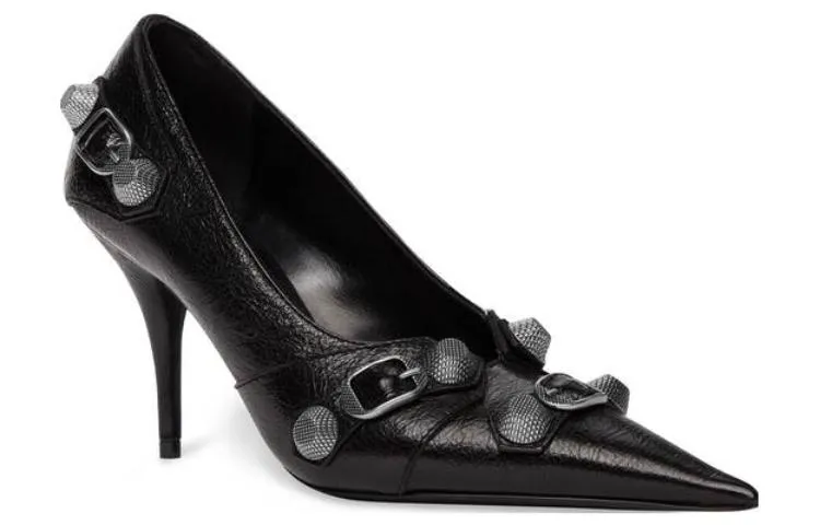 (WMNS) Balenciaga Cagole 90mm Pumps 'Black Arena Lambskin' 714252WAD4E1081 sold by KicksCrew product image thumbnail 2