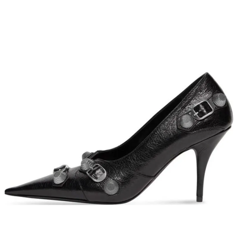 (WMNS) Balenciaga Cagole 90mm Pumps 'Black Arena Lambskin' 714252WAD4E1081 sold by KicksCrew