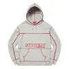 Supreme Coverstitch Hooded Sweatshirt 'Grey Red' SUP-SS22-638 sold by KicksCrew