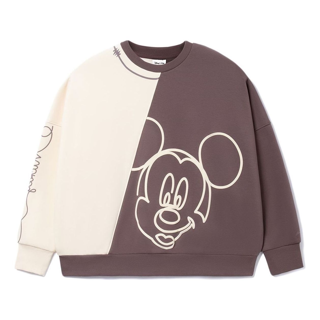 (WMNS) Li-Ning x Disney Color Block Graphic Sweatshirt 'Beige Brown' AWDRD62-3 sold by KicksCrew