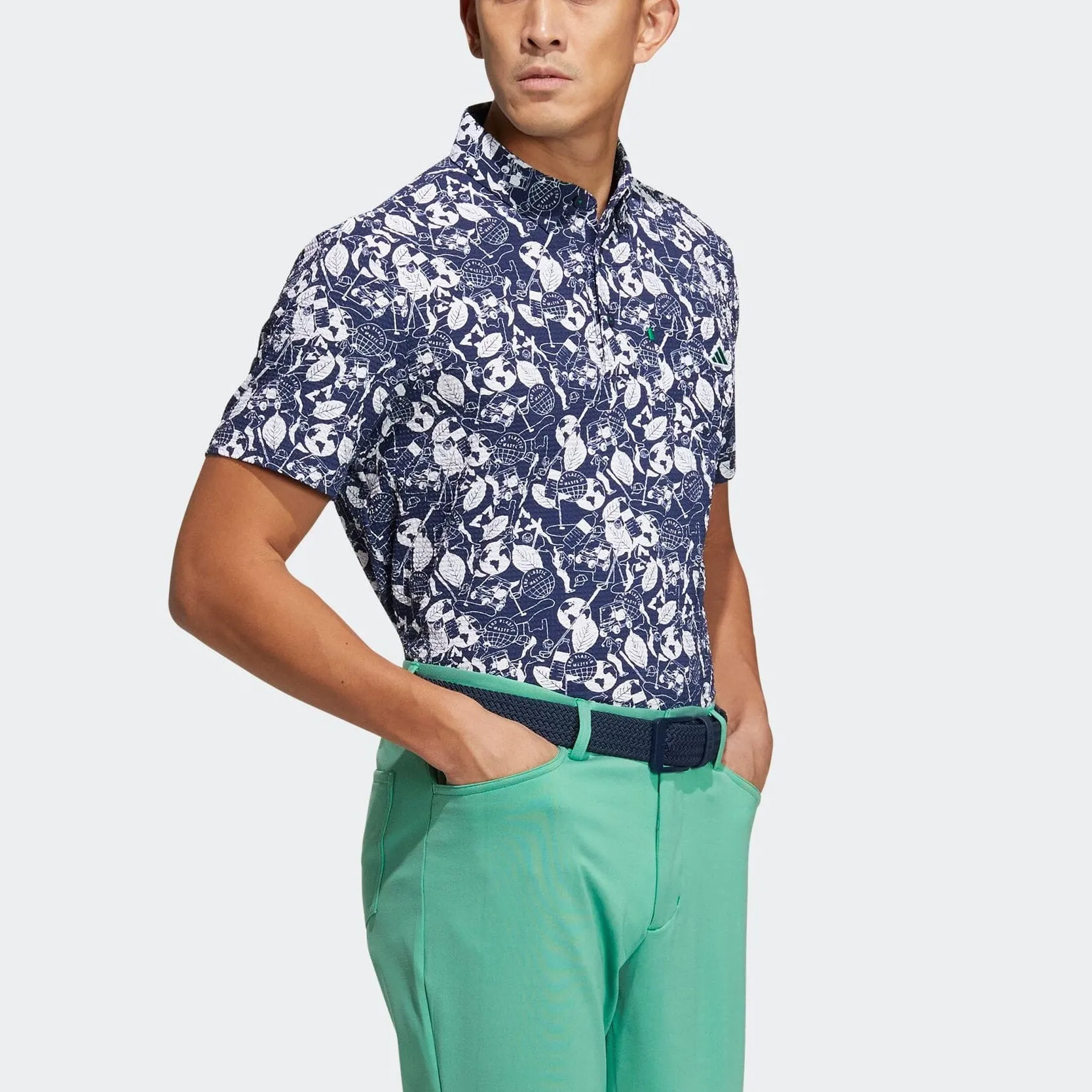 adidas Play Green Graphic Golf Polo Shirt 'Blue White' HS9055 sold by KicksCrew product image thumbnail 3