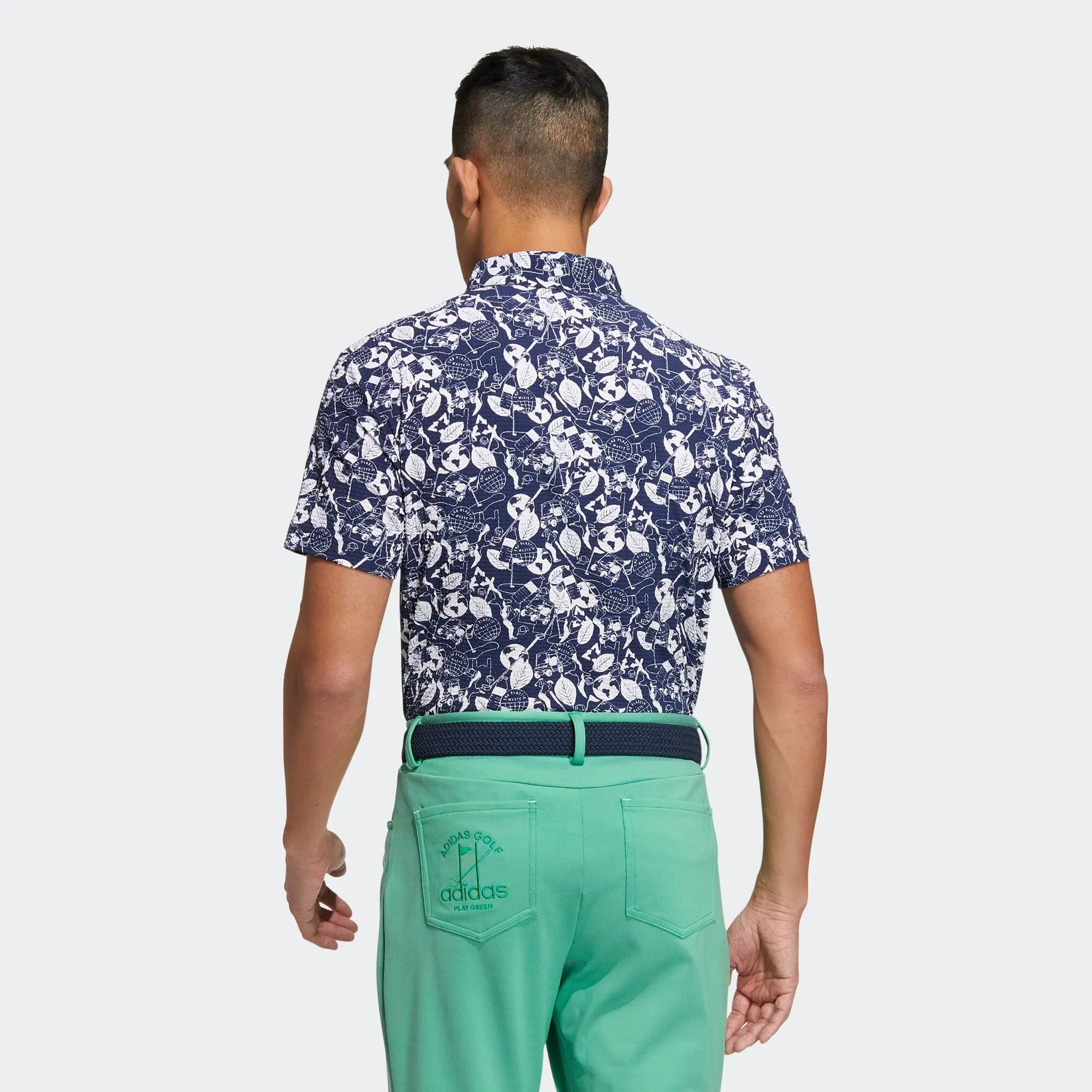 adidas Play Green Graphic Golf Polo Shirt 'Blue White' HS9055 sold by KicksCrew product image thumbnail 2