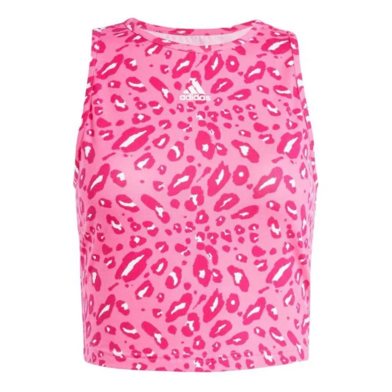 (WMNS) adidas Essentials Animal Print Crop Tank 'Pink' IR9312 sold by KicksCrew