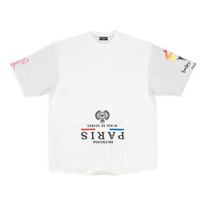 Balenciaga Paris Upside Down T-Shirt Oversized 'White' 698811TMVC9900 sold by KicksCrew