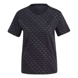 (WMNS) adidas Trefoil Monogram Tee 'Black' II3180 sold by KicksCrew