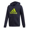 (GS) adidas Must Haves Fleece Full-Zip Hoodie 'Navy Green' GE0645 sold by KicksCrew