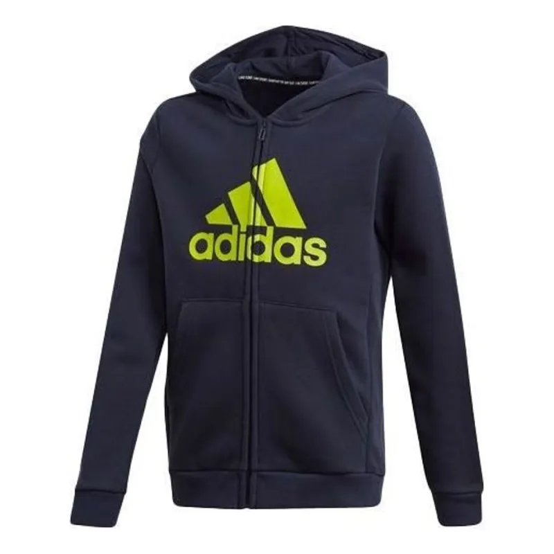 (GS) adidas Must Haves Fleece Full-Zip Hoodie 'Navy Green' GE0645 sold by KicksCrew