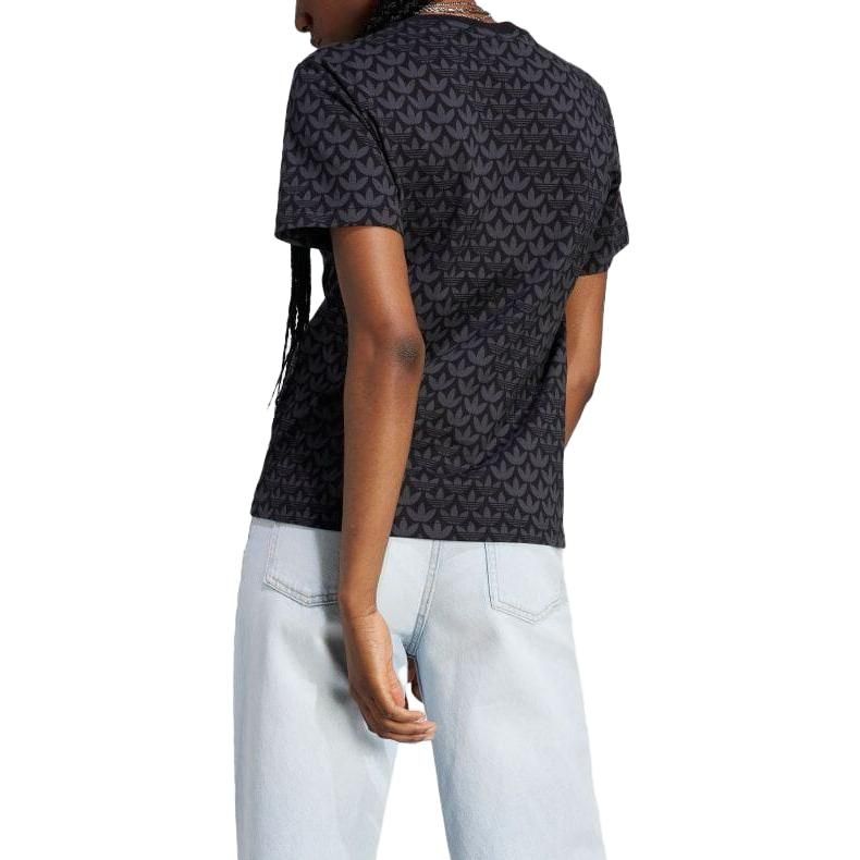 (WMNS) adidas Trefoil Monogram Tee 'Black' II3180 sold by KicksCrew product image thumbnail 5