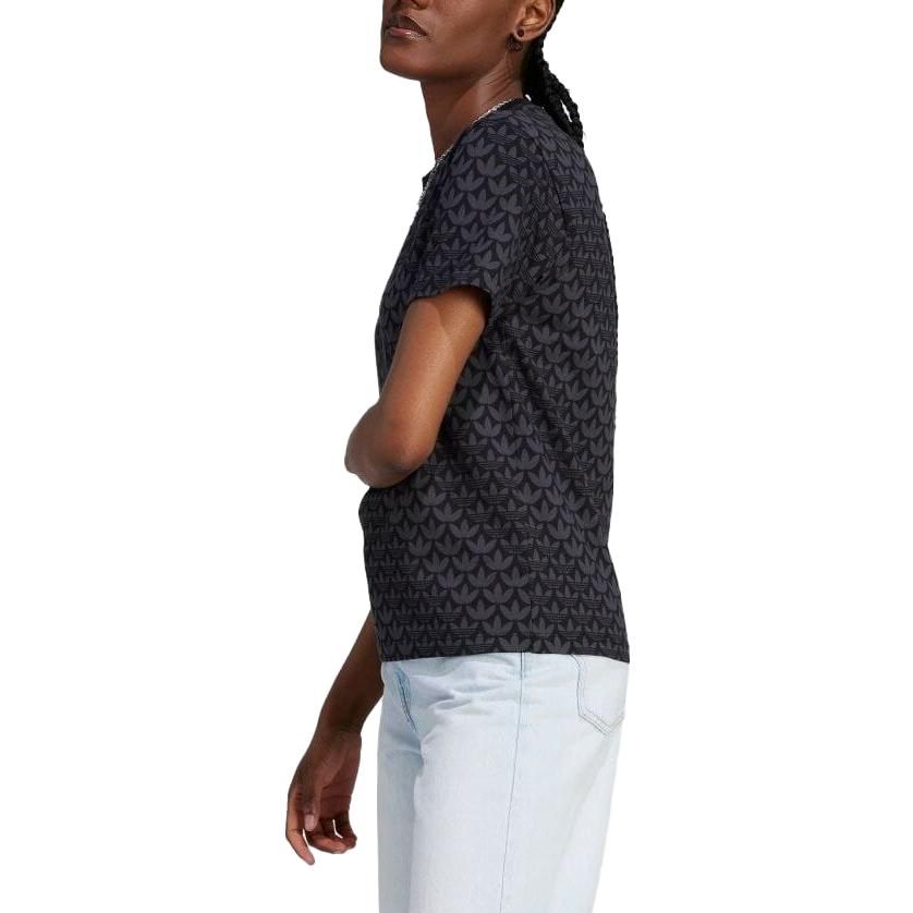 (WMNS) adidas Trefoil Monogram Tee 'Black' II3180 sold by KicksCrew product image thumbnail 4