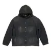Balenciaga Bleached-Effect Button-Up Hooded Denim Jacket 'Black' 724653TNW541129 sold by KicksCrew