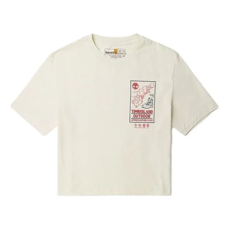 (WMNS) Timberland Graphic Crop T-Shirt 'White' A6HRD-CM9 sold by KicksCrew