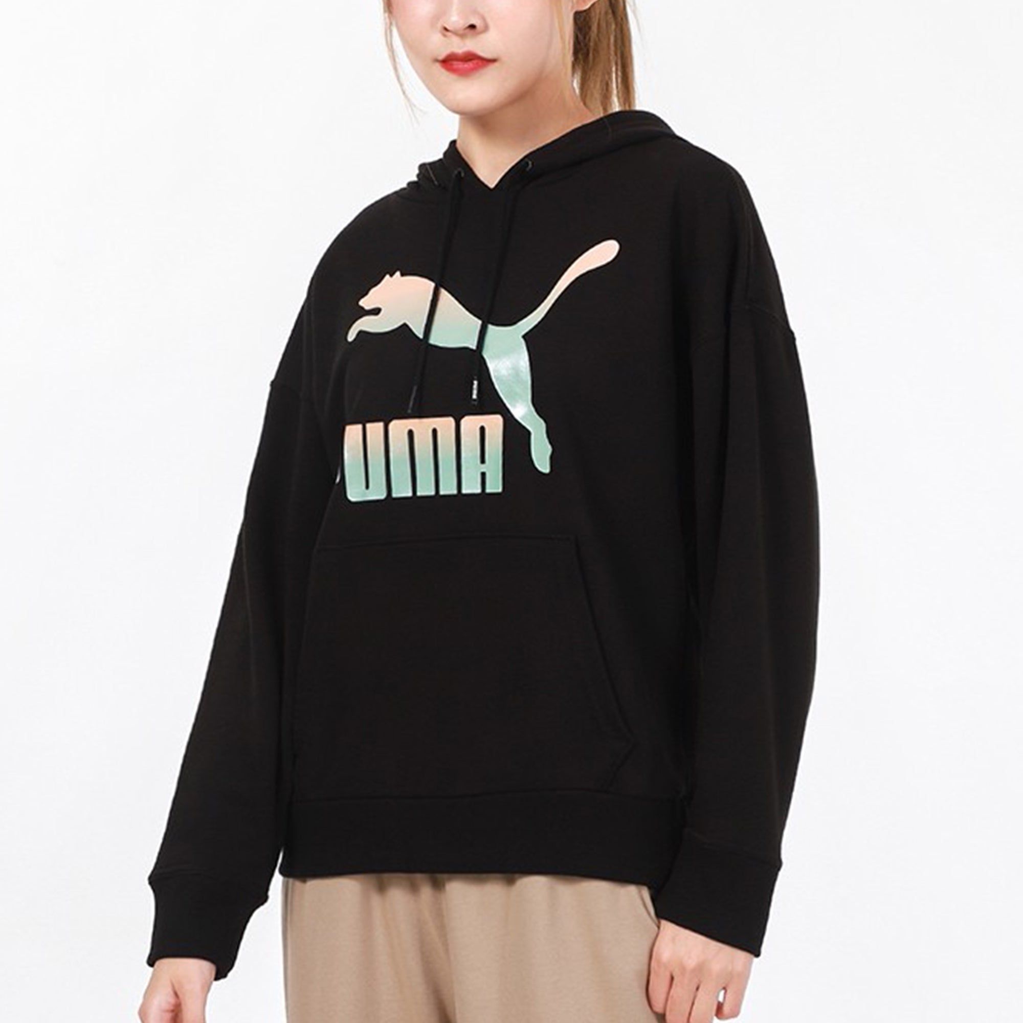 (WMNS) Puma Classics Logo Hoodie 'Black White' 531385-71 sold by KicksCrew product image thumbnail 5