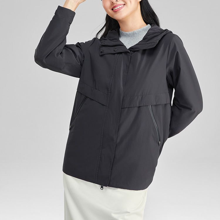 (WMNS) Skechers Stroll Series Logo Casual Hooded Woven Jacket 'Black' L323W121-03B6 sold by KicksCrew product image thumbnail 3