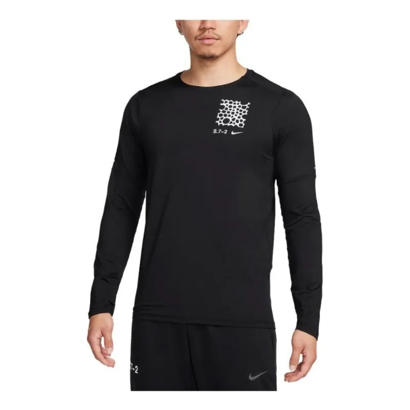 Nike Dri-Fit Element Long Sleeve Crew Running T-shirt 'Black' FB8518-010 sold by KicksCrew