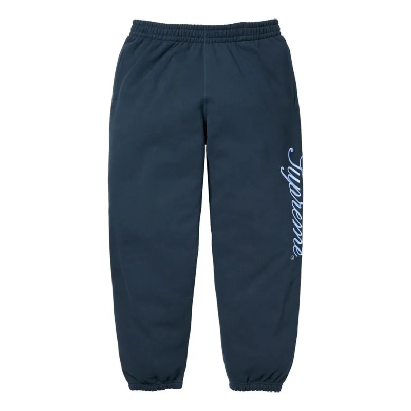 Supreme FW23 Week6 Raised Script Sweatpants 'Navy' SUP-FW23-104 sold by KicksCrew