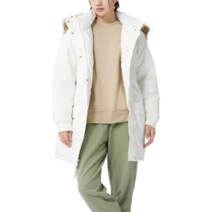 (WMNS) New Balance Warm Long Down Jacket 'White' AWJ23345-CRM sold by KicksCrew