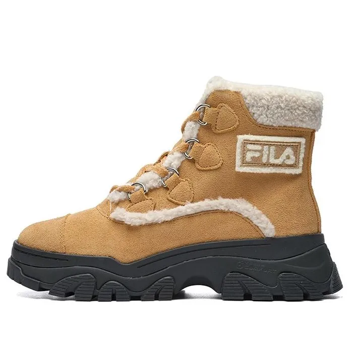(WMNS) FILA Warm Snow Boots 'Brown White' F12W144404FTF sold by KicksCrew