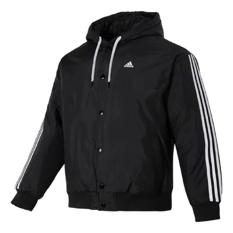 adidas Sport Casual Cotton Jacket 'Black White' IK7669 sold by KicksCrew