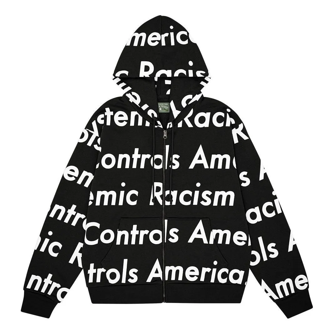 Denim Tears x Arthur Jafa SS24 Systemic Racism Controls America Zip Up 'Black White' 014-006-123 sold by KicksCrew