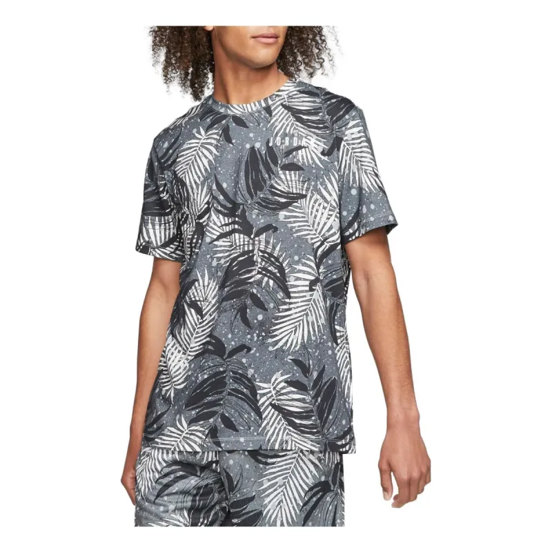 Air Jordan Poolside Printed T-Shirt 'Grey Black' CQ2062-010 sold by KicksCrew