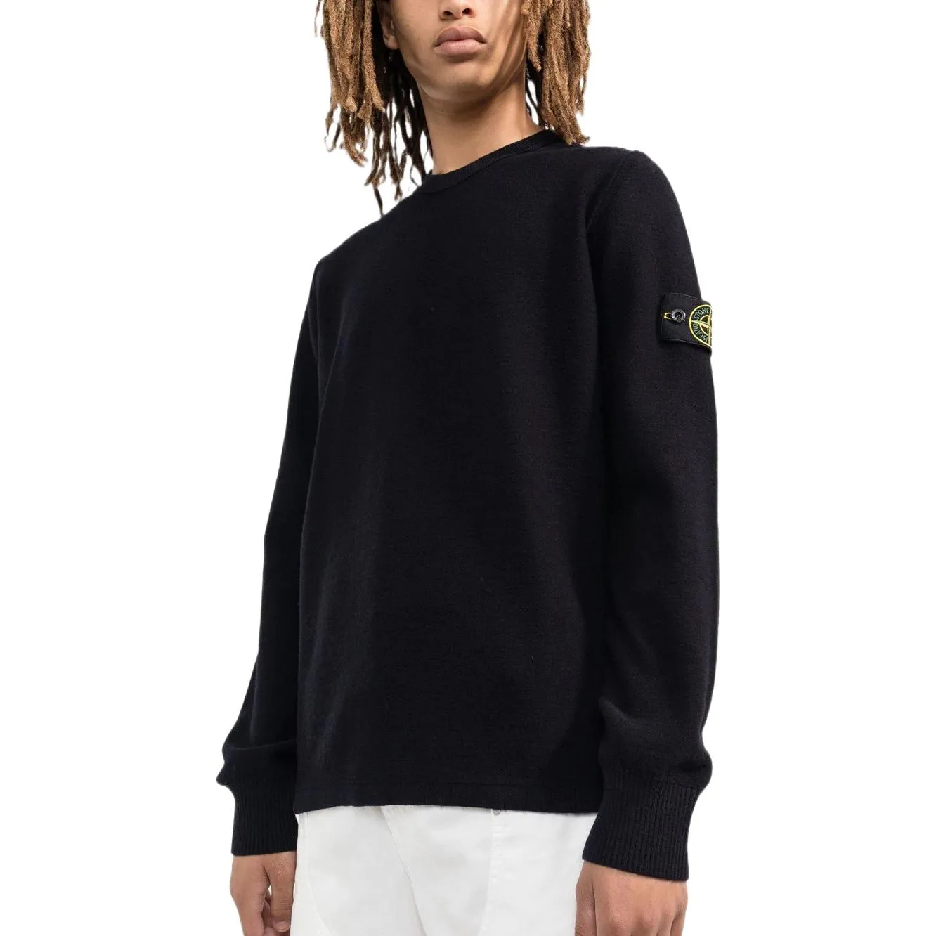 STONE ISLAND Logo Patch Sleeved Crewneck Sweatshirt 'Black' 7715526A1-V0020 sold by KicksCrew product image thumbnail 4