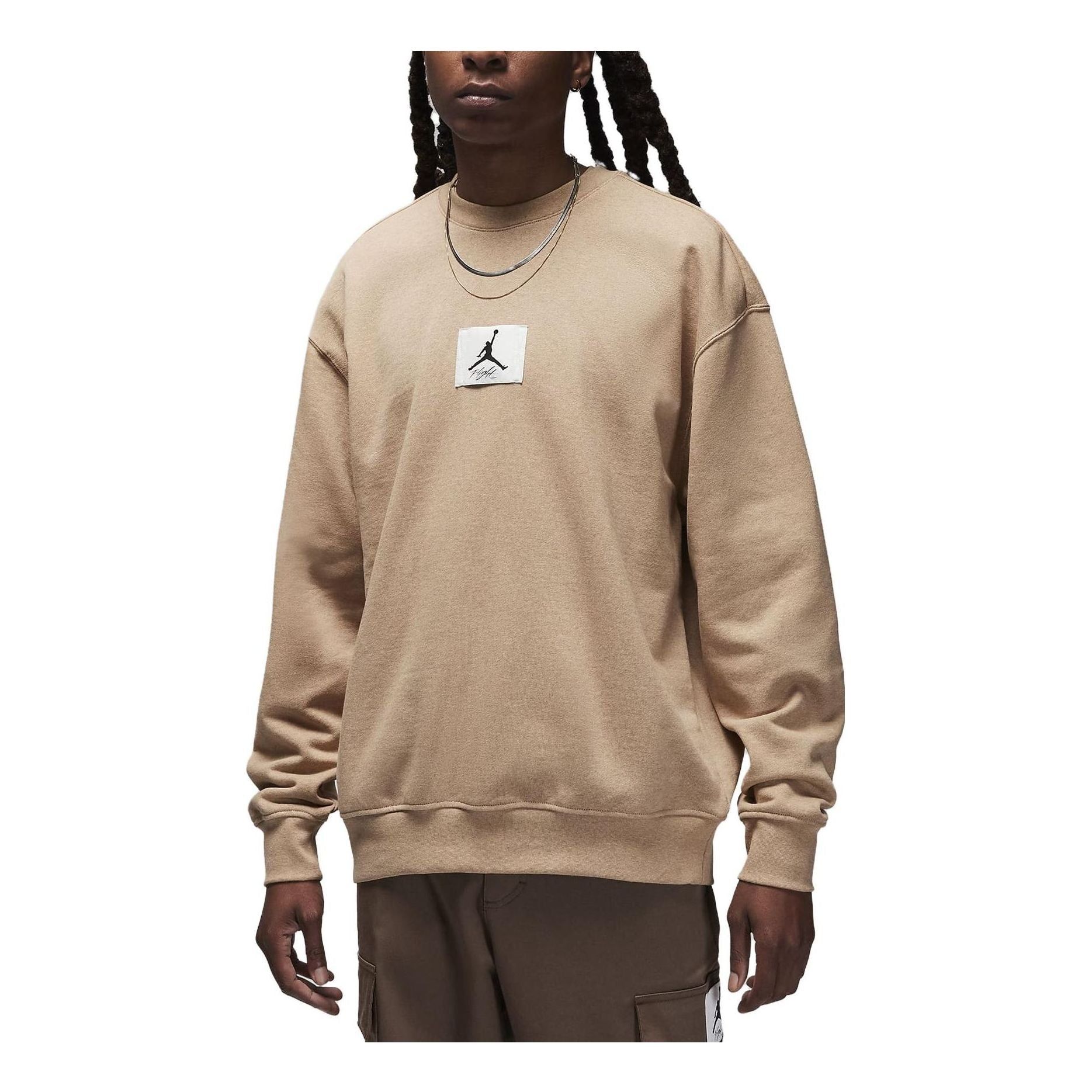 Air Jordan Essentials Fleece Crew-Neck Sweatshirt 'Beige' FB6932-201 sold by KicksCrew