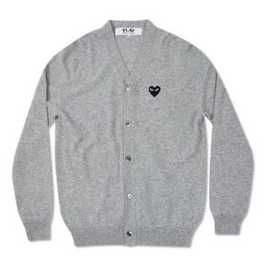 COMME des GARCONS PLAY V-Neck Cardigan Black Heart 'Grey' AZ-N024-051-2 sold by KicksCrew