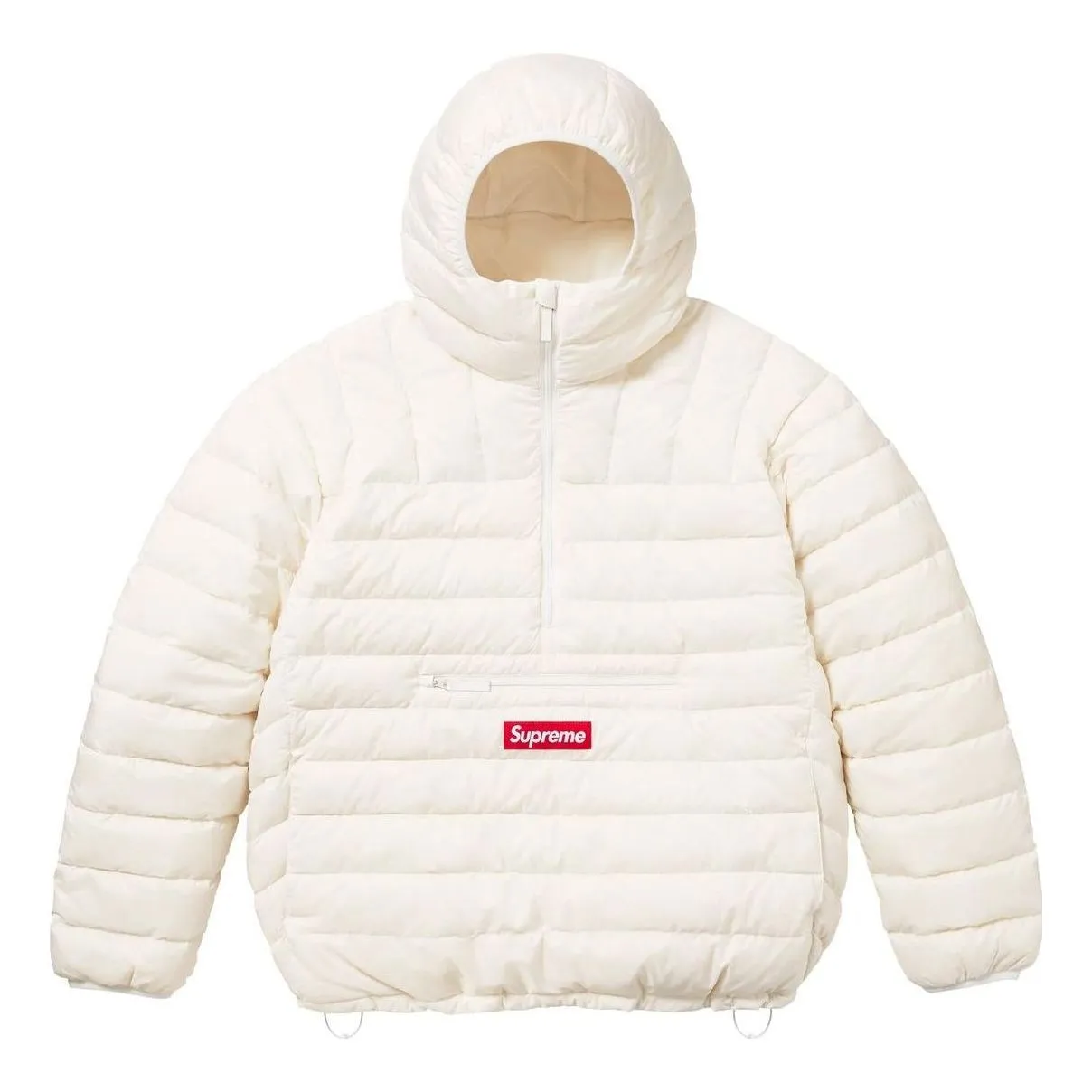 Supreme Micro Down Half Zip Hooded Pullover 'White Red' SUP-FW23-240 sold by KicksCrew