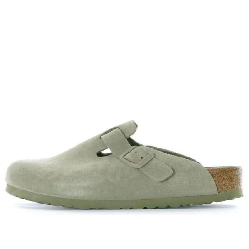 Birkenstock Boston Soft Footbed Suede Leather Sandals 'Faded Khaki' 1019054 sold by KicksCrew