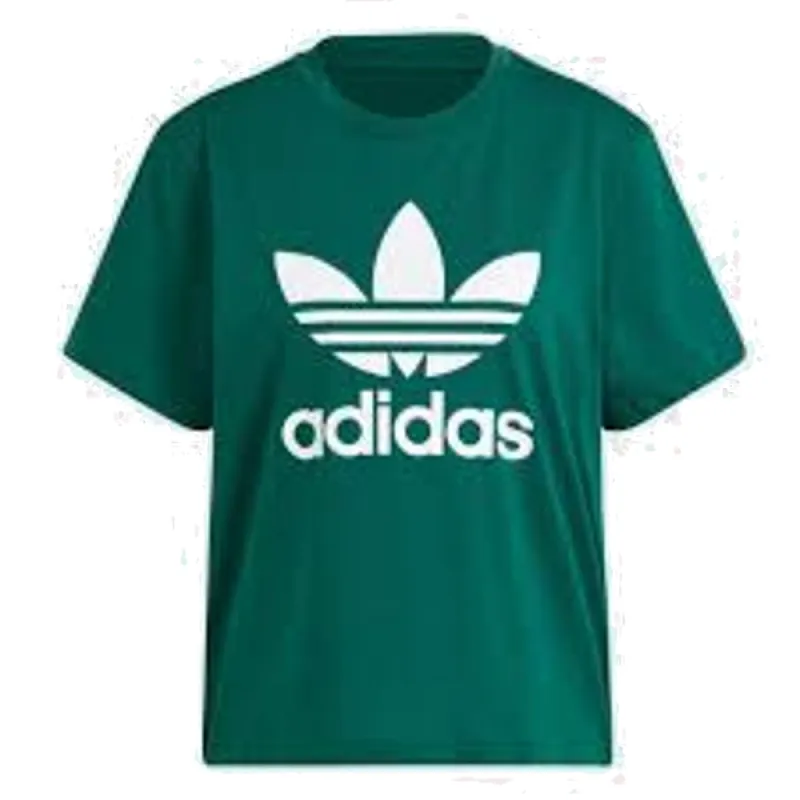 (WMNS) adidas Adicolor Trefoil Boxy T-Shirt 'Green White' IN8434 sold by KicksCrew