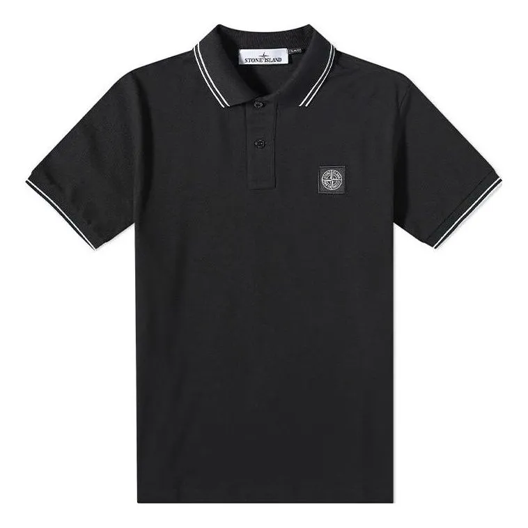 STONE ISLAND Patch Polo Shirt 'Black' 10152SC18-A0029 sold by KicksCrew