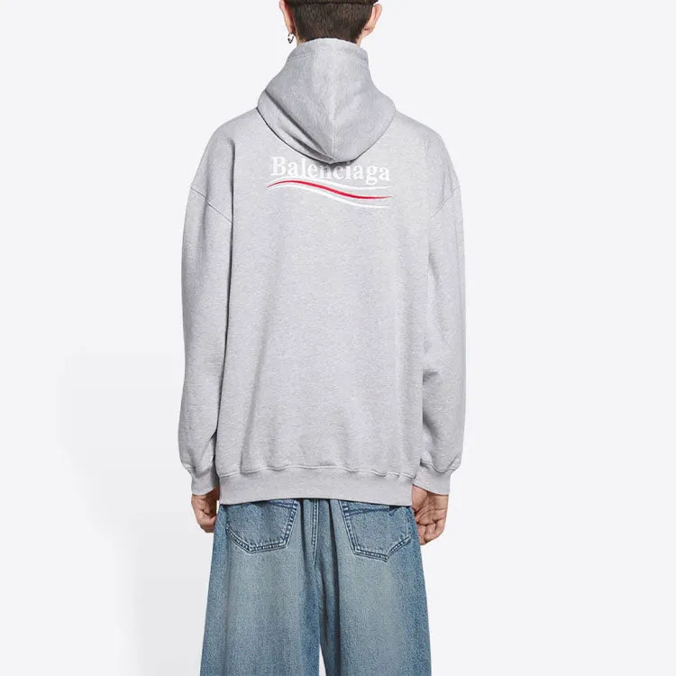 Balenciaga Political Campaign Hoodie Medium Fit 'Grey' 600583TKVI91379 sold by KicksCrew product image thumbnail 4