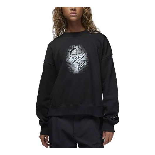 (WMNS) Air Jordan Brooklyn Fleece Graphic Crew-Neck Sweatshirt 'Black' FD7157-010 sold by KicksCrew