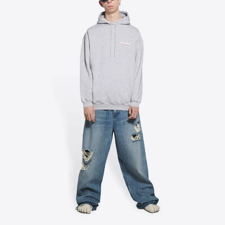 Balenciaga Political Campaign Hoodie Medium Fit 'Grey' 600583TKVI91379 sold by KicksCrew product image thumbnail 5