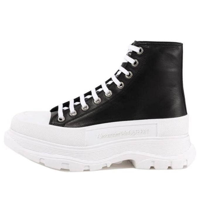Alexander McQueen Tread Slick High-Top Sneakers 'Black White' 627206WHZ621071 sold by KicksCrew