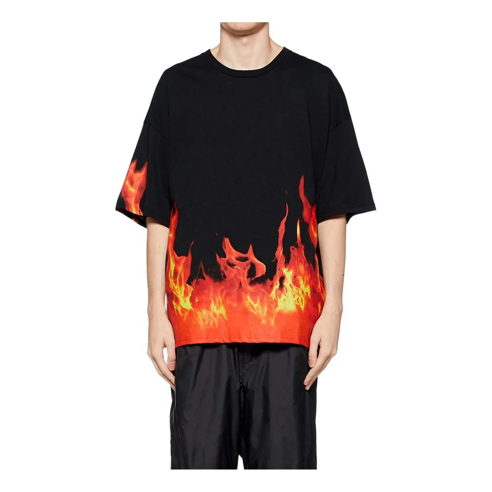 Onitsuka Tiger Flame Graphic T-shirt 'Black Orange' 2183B022-001 sold by KicksCrew