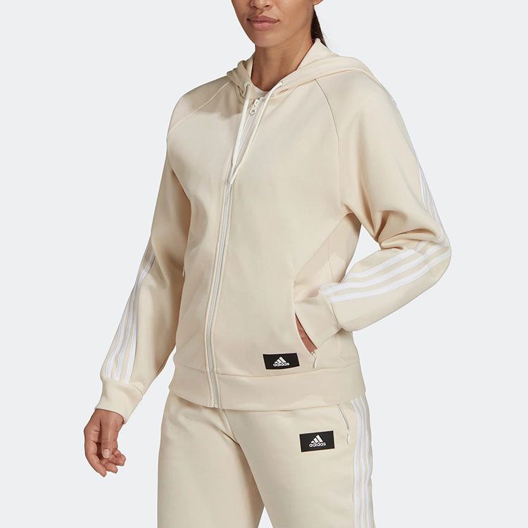 (WMNS) Adidas Future Icons 3-Stripes Hooded Track Top 'White' HE1660 sold by KicksCrew product image thumbnail 5