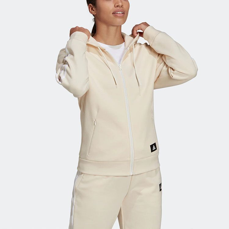 (WMNS) Adidas Future Icons 3-Stripes Hooded Track Top 'White' HE1660 sold by KicksCrew product image thumbnail 3
