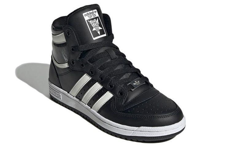 black white high top adidas