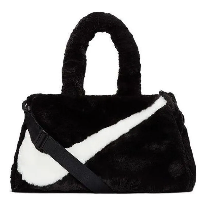 Nike NSW Faux Fur Tote Bag 'Black White' DQ5804-010 sold by KicksCrew