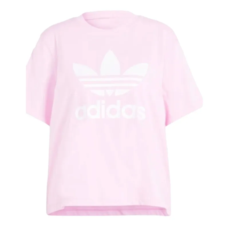 (WMNS) adidas Adicolor Trefoil Boxy T-Shirt 'Pink White' IN2492 sold by KicksCrew