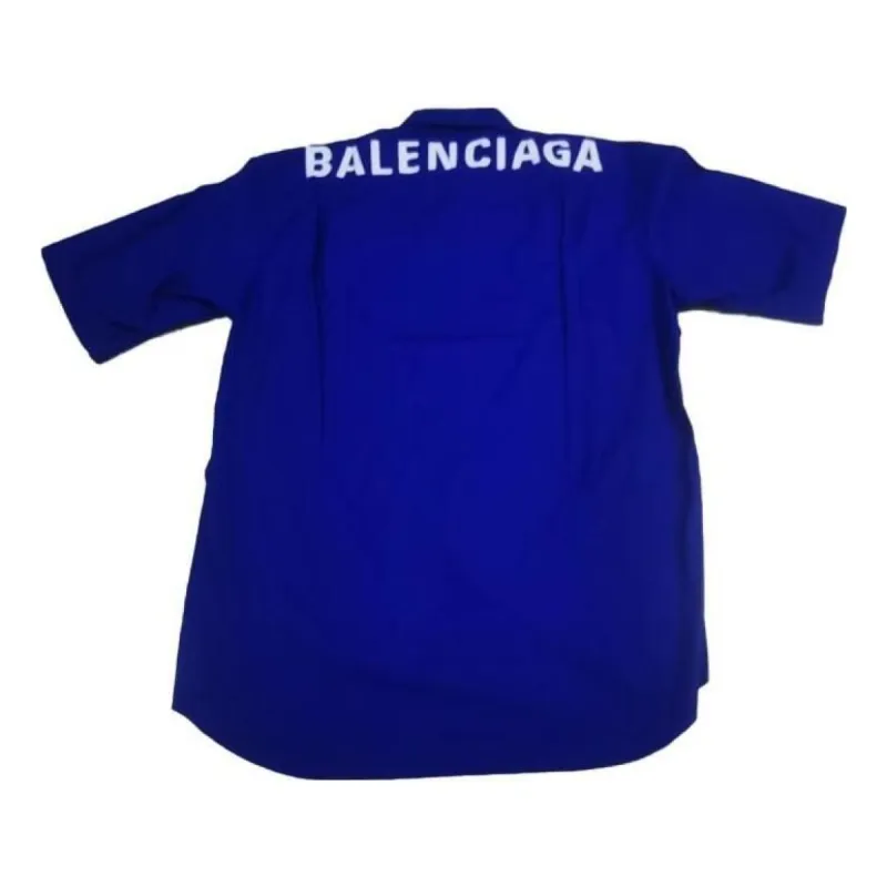 Balenciaga Back Logo Cotton Poplin Shirt 'Blue' 556913TEM164210 sold by KicksCrew