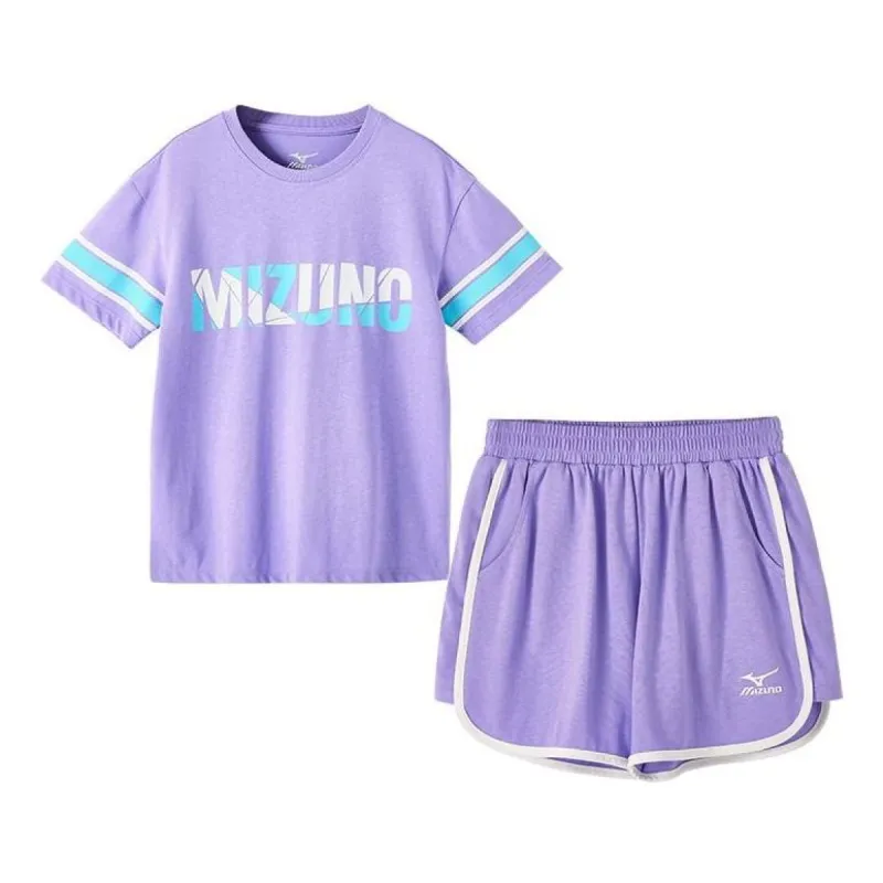 (GS) Mizuno Casual Sportswear T-shirt Suit 'Purple' 32CA2469 sold by KicksCrew