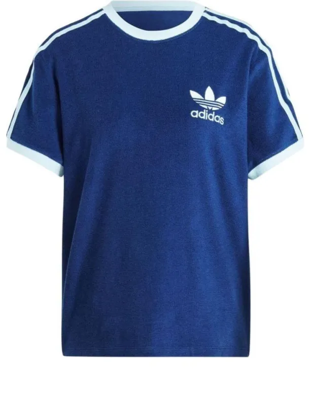 (WMNS) adidas Originals Terry 3-Stripes T-shirt 'Dark Blue' IR7465 sold by KicksCrew