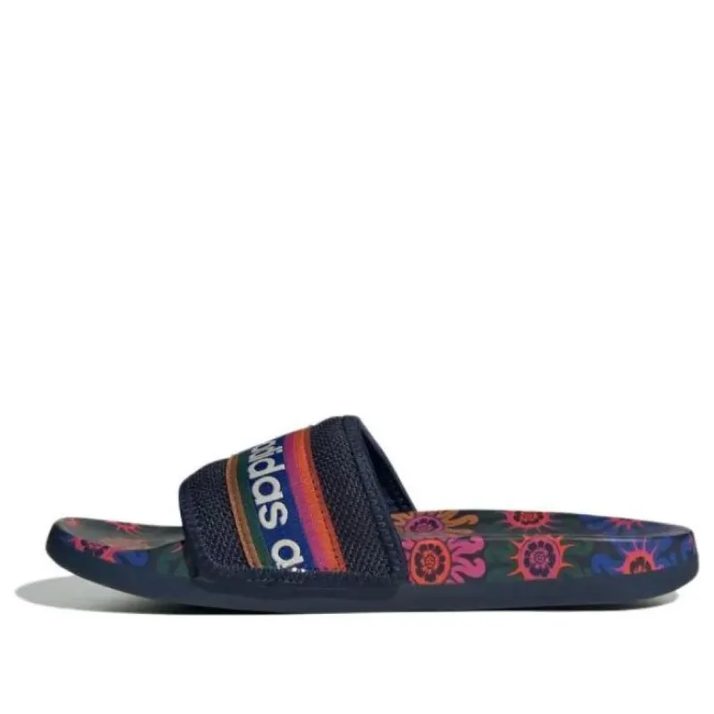(WMNS) adidas Adilette Comfort Slide 'Floral - Night Indigo' IE4967 sold by KicksCrew