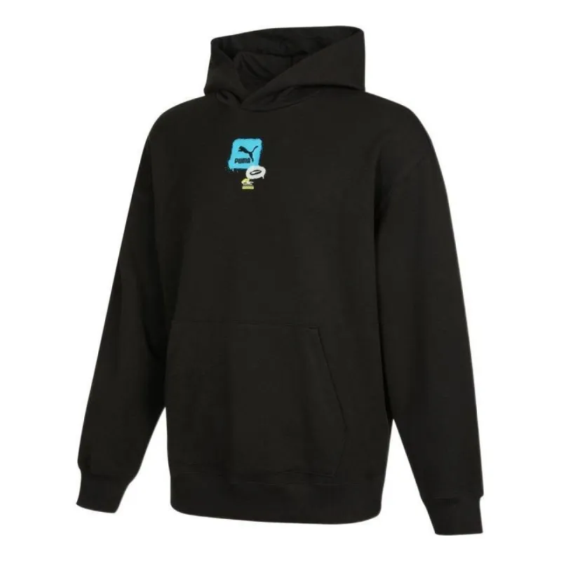 Puma Oversize Trend Graphic Logo Hoodie 'Black' 536061-01 sold by KicksCrew